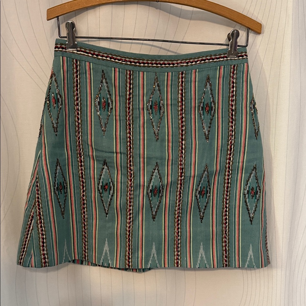 Alice + Olivia Southwestern Beaded & Embroidered Mini Skirt